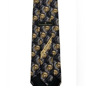 Ermenegildo Zegna Exclusive Design Tie Bronze Gold Coffee Cup Pattern Luxury